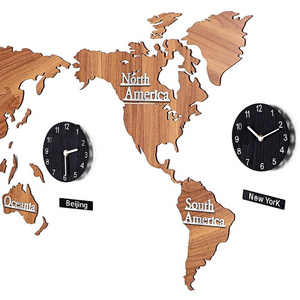 Large World Map Clocks Modern Home Decoration Wall Clock Sticker  3d Diy Hotel Unique Art Design Digital Acrylic