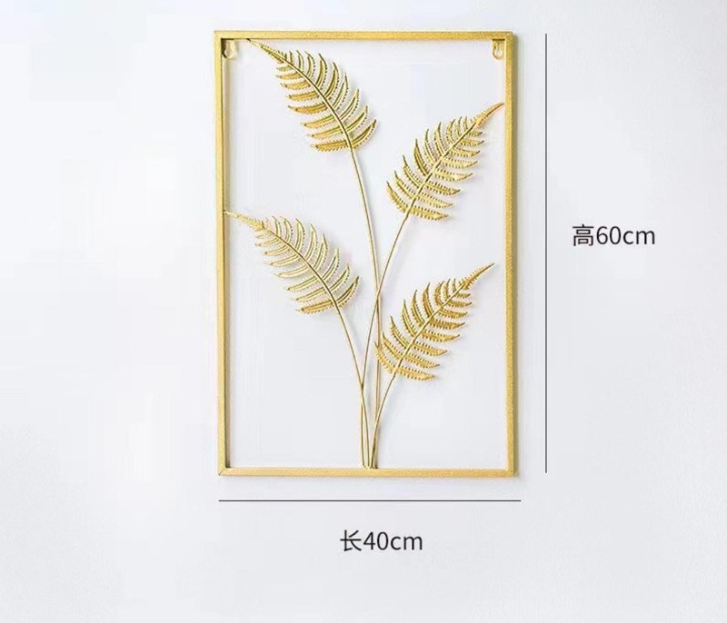 Home Metal Wall Mount Gold Wall Hanging Decoration with Frame Gold Metal Art Wall Sculpture