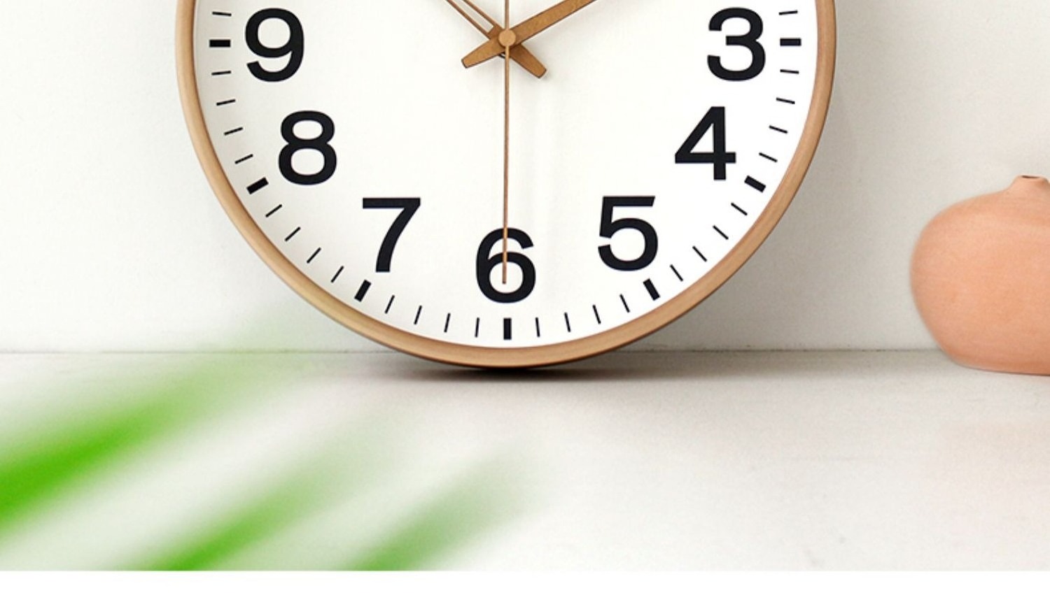 Wood Like Frame Modern Simple Design Silent Movement Home Decor Corner Wall Clocks