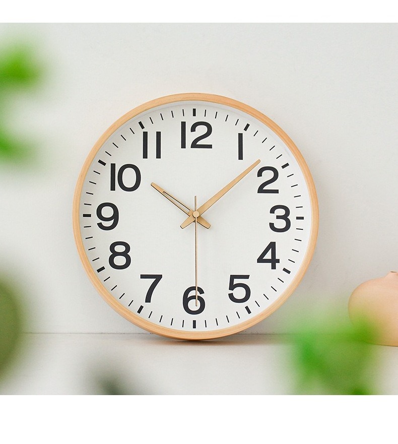 Wood Like Frame Modern Simple Design Silent Movement Home Decor Corner Wall Clocks