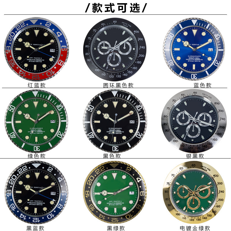 Wholesale  Brand Wrist watch Wall Clock All Metal Material Luxury  Date Luminous Clock in wall home decoration