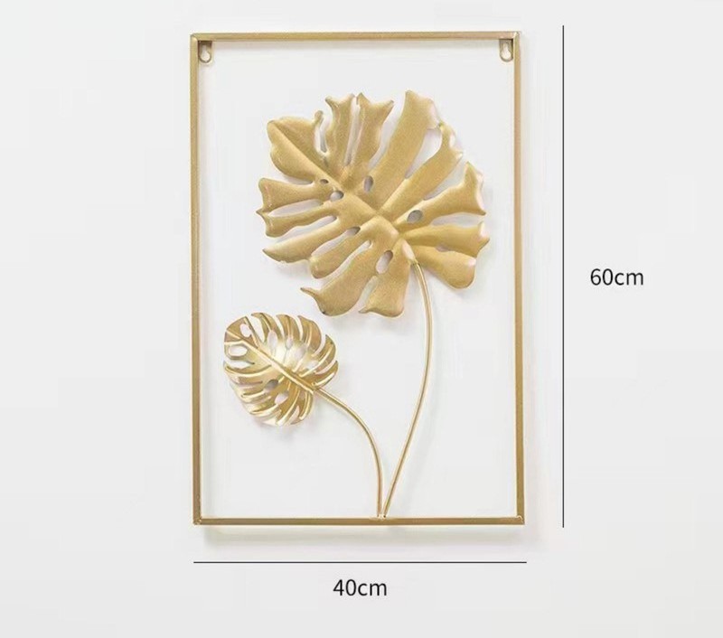 Home Metal Wall Mount Gold Wall Hanging Decoration with Frame Gold Metal Art Wall Sculpture