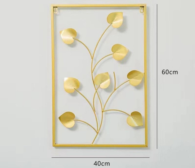 Home Metal Wall Mount Gold Wall Hanging Decoration with Frame Gold Metal Art Wall Sculpture