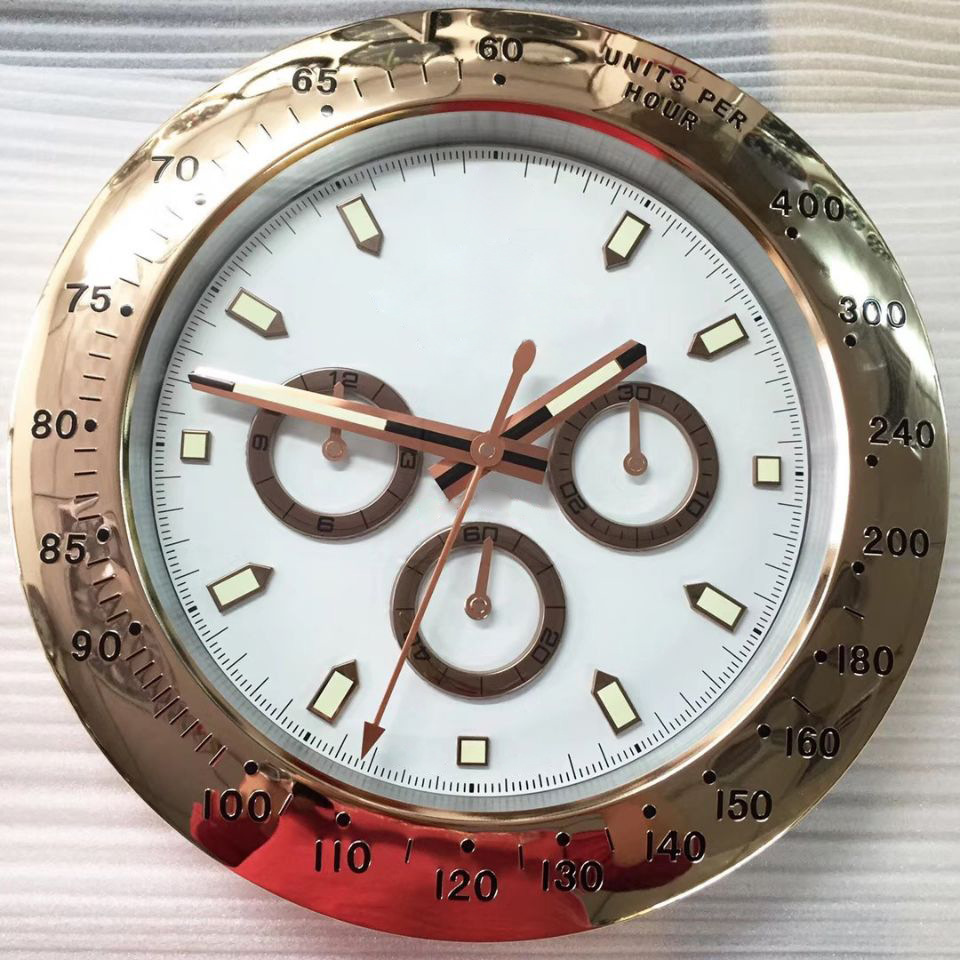 Wholesale  Brand Wrist watch Wall Clock All Metal Material Luxury  Date Luminous Clock in wall home decoration