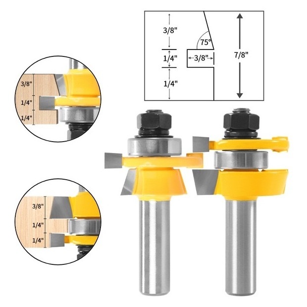 2PCS Shank Corner Round Over Router Bit With Bearing Milling Cutter For Woodwork Tungsten Carbide Router Bit Set