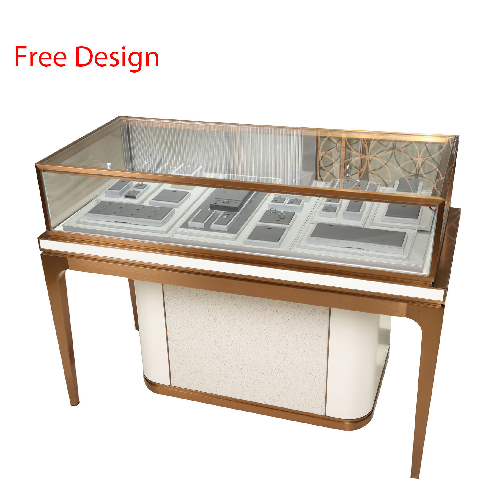 Free Design Wooden Used Diamond Custom Jewelry Showcases Aluminum Glass Acryl Case Display Stand Cabinet With Led Lights