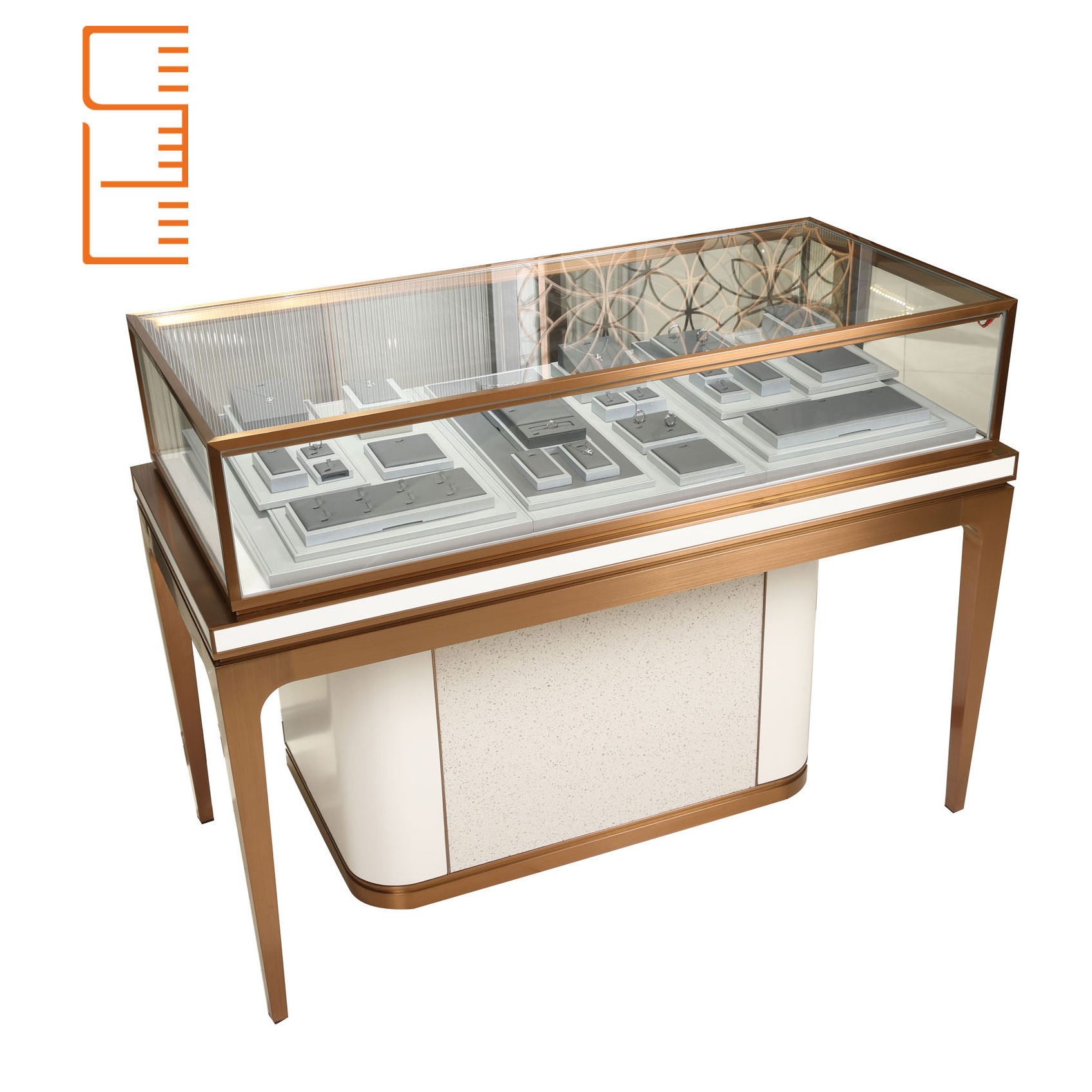 Free Design Wooden Used Diamond Custom Jewelry Showcases Aluminum Glass Acryl Case Display Stand Cabinet With Led Lights