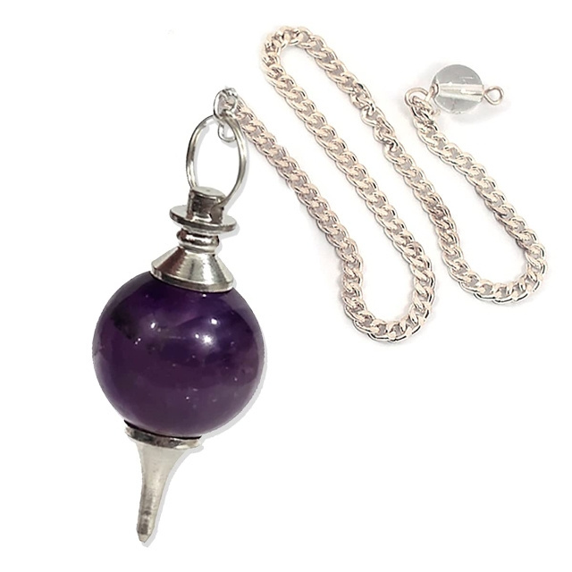 Natural Crystal healing Amethyst Ball Dowsing Pendulum available in bulk wholesale at SolveBox