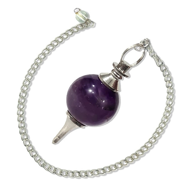 Natural Crystal healing Amethyst Ball Dowsing Pendulum available in bulk wholesale at SolveBox