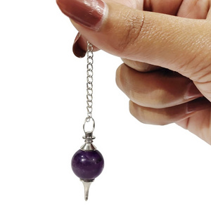 Natural Crystal healing Amethyst Ball Dowsing Pendulum available in bulk wholesale at SolveBox