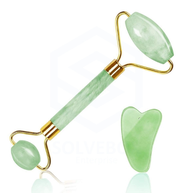 Handmade Natural Crystal Green Aventurine Healing Gemstone Face Massage Roller Gua Sha Himalayan Stone Tool From SolveBox