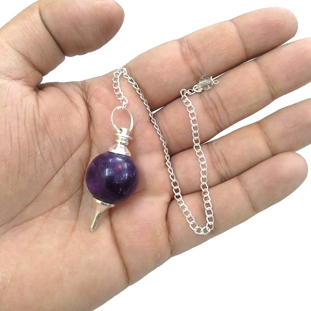 Natural Crystal healing Amethyst Ball Dowsing Pendulum available in bulk wholesale at SolveBox