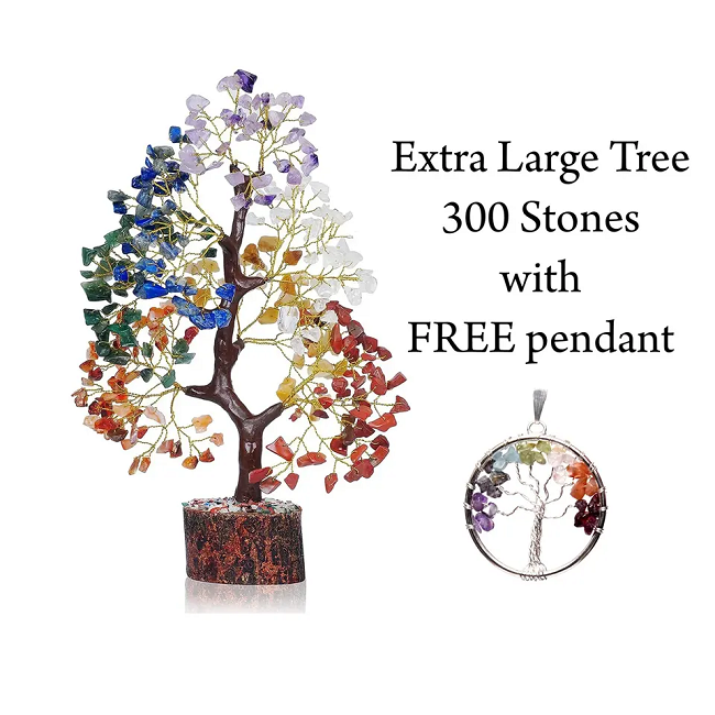 Best Selling Natural Seven Chakra Crystal Tree With Chakra Tree Of Life Pendant Gemstone 300 Beads Healing Tree For Sale