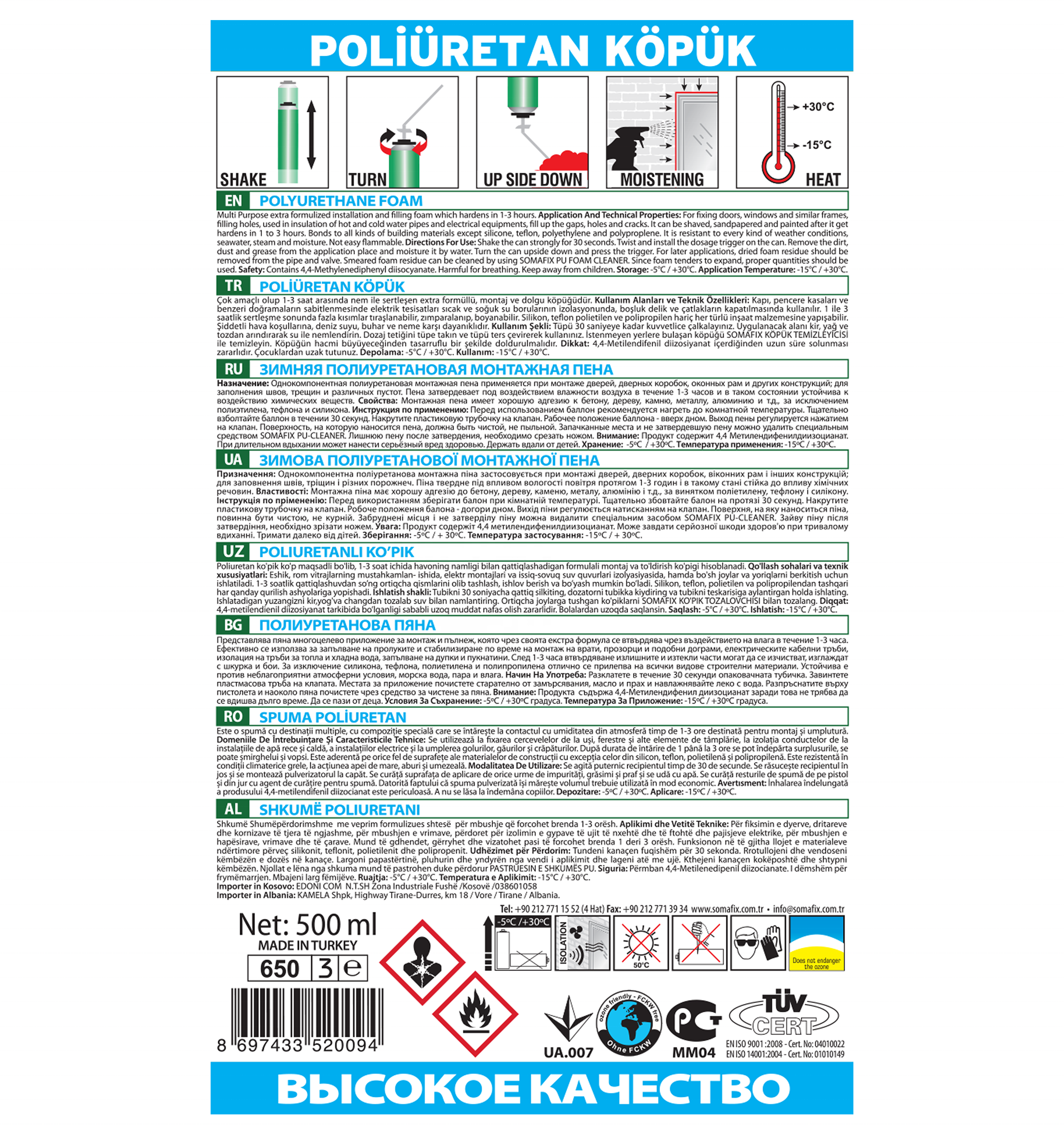 SOMAFIX 500 ML Polyurethane Foam (Winter Use)