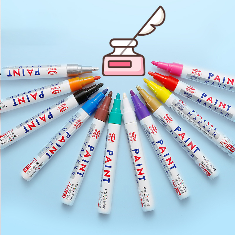 Colorful Metal Ink Car Tyre Aluminum Oil Based Paint Marker Pens Permanent Tire Marker Pen