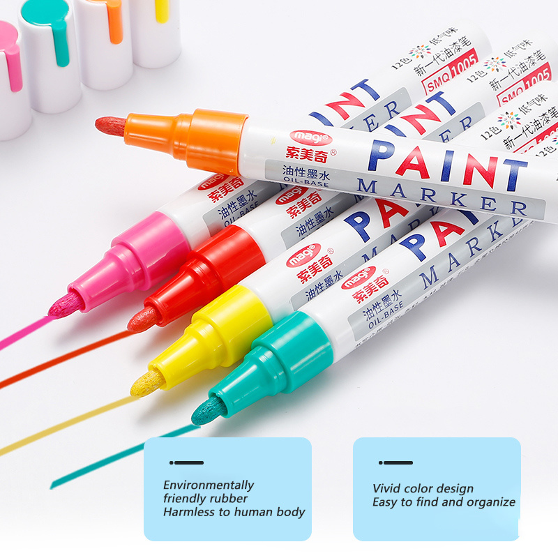 Colorful Metal Ink Car Tyre Aluminum Oil Based Paint Marker Pens Permanent Tire Marker Pen