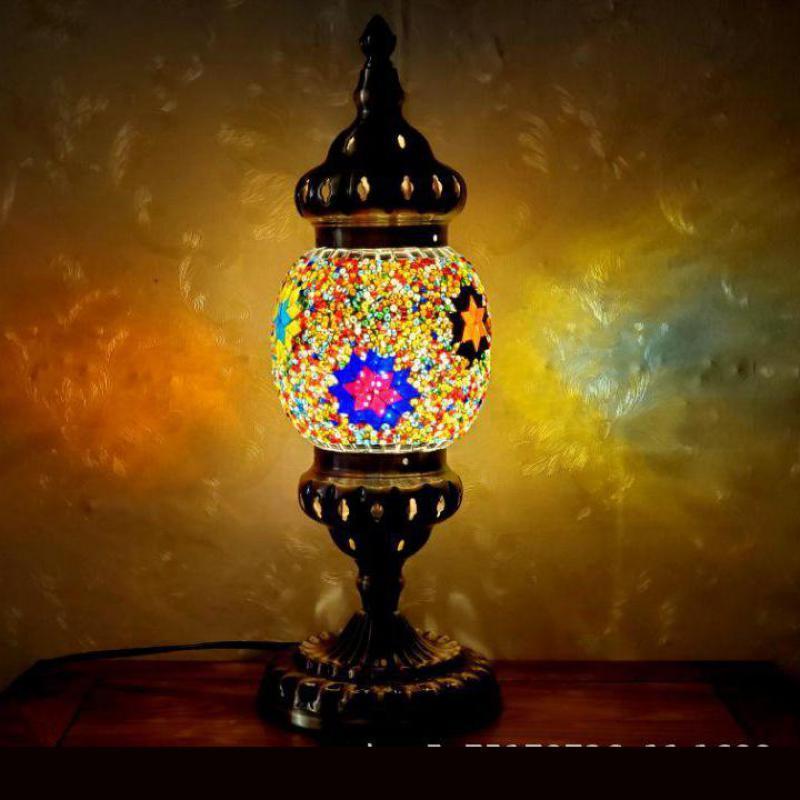 Turkish Coffee Bar Table Lamp Bedside Decorative Glass Bohemian Style Mosaic Table Light For Bedroom Lightings For Baby Room