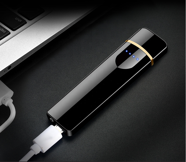 USB Lighters Fingerprint Induction Rechargeable Ultra-thin Lighter Personality Plasma Flameless Electric Lighters Gadgets Men