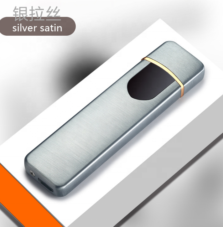 USB Lighters Fingerprint Induction Rechargeable Ultra-thin Lighter Personality Plasma Flameless Electric Lighters Gadgets Men