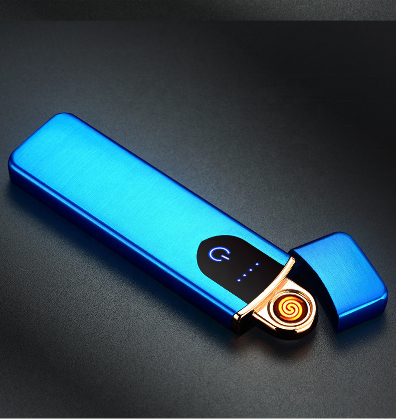 USB Lighters Fingerprint Induction Rechargeable Ultra-thin Lighter Personality Plasma Flameless Electric Lighters Gadgets Men