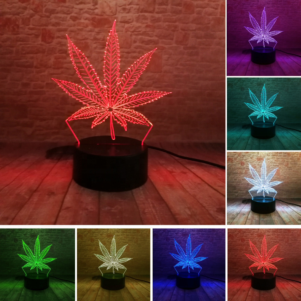 Beautiful 3D Illusion LED Lamp with Maple Leaf Shape Night Lamp as Friends & Holiday Gifts Toy Flash Party Atmosphere Nightlight