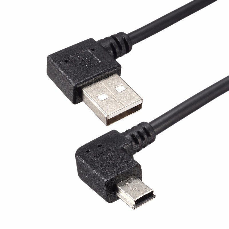 25cm 90 Degree USB 2.0 Male A To Mini USB 2.0 Male B Data Sync Charger Cable For Camera MP3 GPS HDD