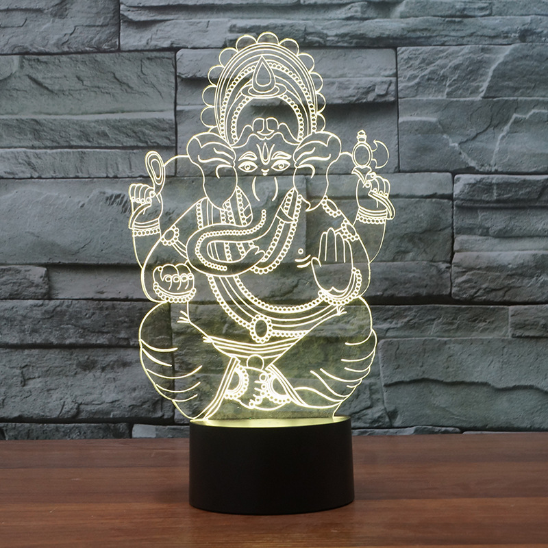 Unique Elephant God Usb Led 3d  Desk Lamp Lantern Colorful Touch 3d Acrylic Night Light Creative Gift Table Lamp For Bedroom