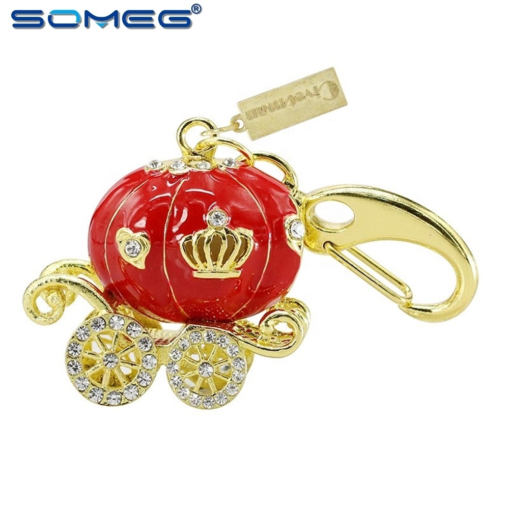 Fashion Jewelry Crystal Pumpkin Car USB Flash Drives 128GB Pen Drive Memory Stick 32GB 64GB Pendrive Disk On Key Gift