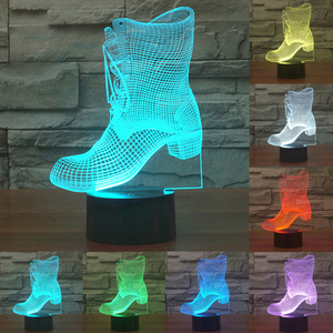 Boots 3D LED Lamp    Touch Switch 7 Colors Changing Ice skating Night Light Sporting Boy Room Decor Kids Toys Gift