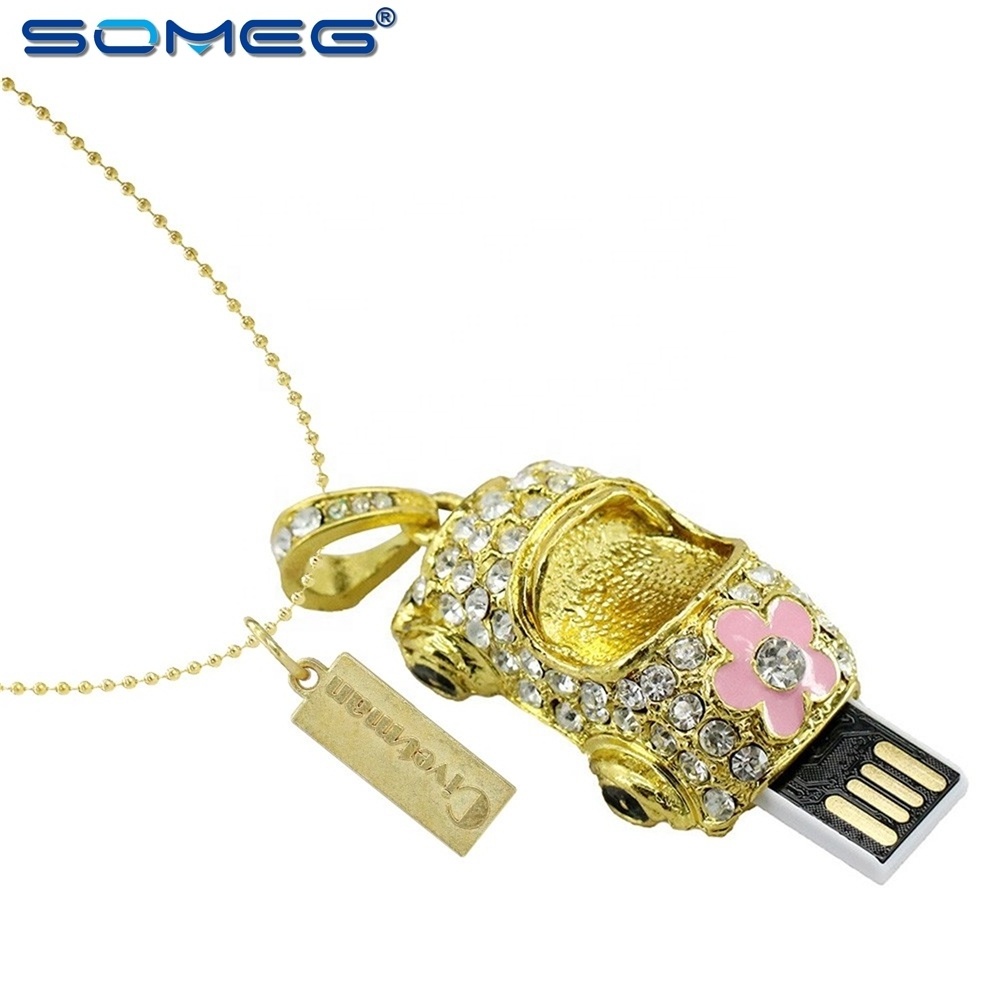 Fashion Jewelry Crystal Pumpkin Car USB Flash Drives 128GB Pen Drive Memory Stick 32GB 64GB Pendrive Disk On Key Gift