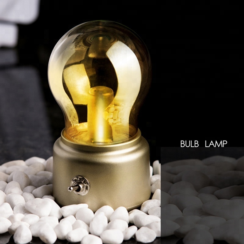 British retro LED bulb light lamp Metallic + glass usb lamp atmosphere rechargeable energy saving night light indoor