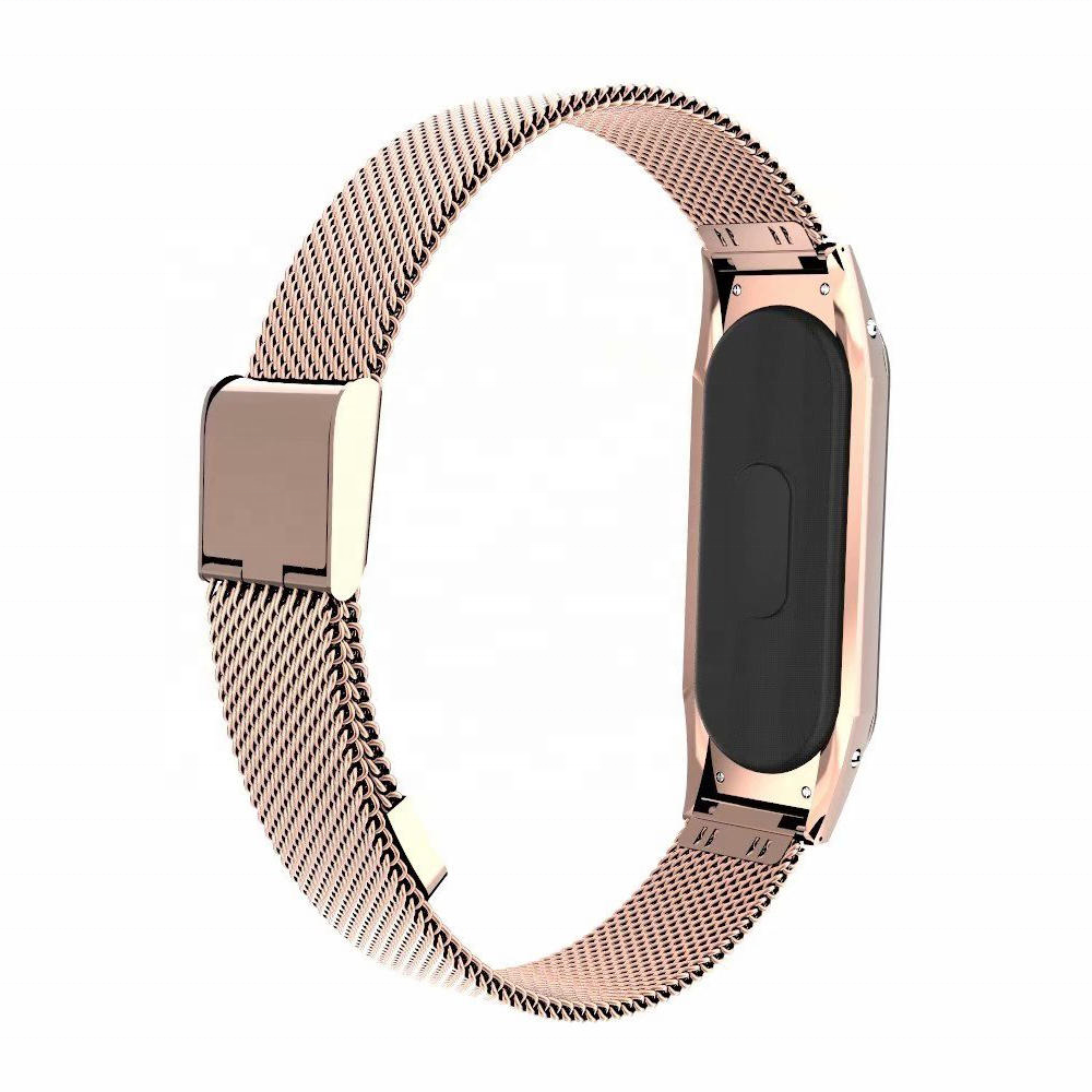 Steel Bracelet Champagne rose gold Strap For XiaoMi Band 3 Milanese Stainless Steel Luxury Wrist Strap Metal Wristband