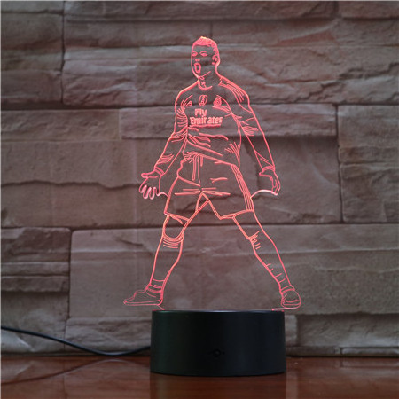 Usb 3d Led Night Light Touch Sensor 7 Color Changing Table Lamp Bedside Soccer Lights Football Player Cristiano Ronaldo Figure