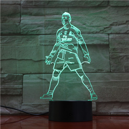 Usb 3d Led Night Light Touch Sensor 7 Color Changing Table Lamp Bedside Soccer Lights Football Player Cristiano Ronaldo Figure