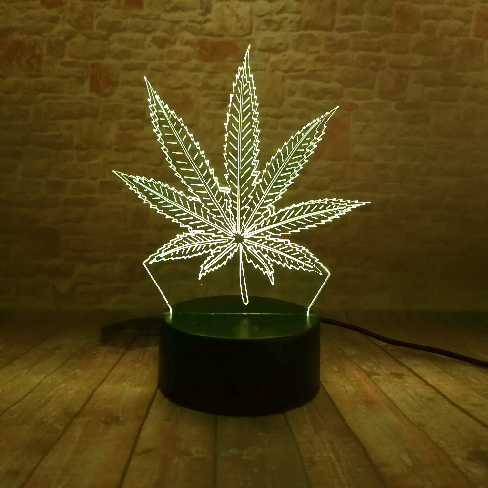 Beautiful 3D Illusion LED Lamp with Maple Leaf Shape Night Lamp as Friends & Holiday Gifts Toy Flash Party Atmosphere Nightlight