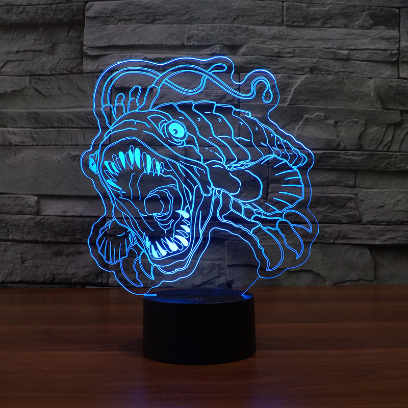 Lantern Fish Modeling 3d Led Lamp Vision Stereo Lamp Creative Energy saving Gradual Kids Room Light