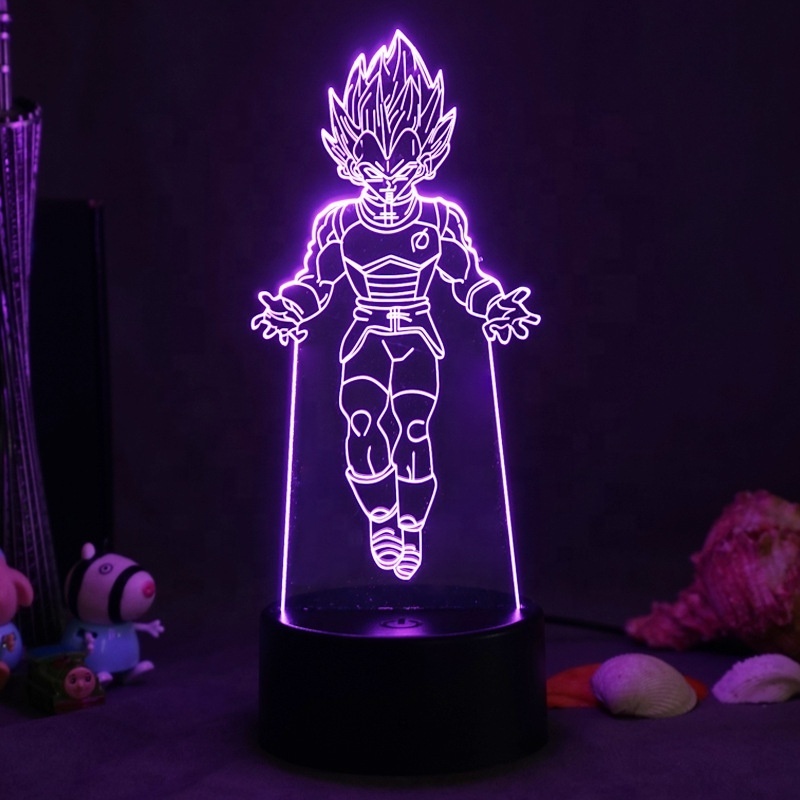 Dragon Ball Z Super Saiyan God Goku Action Figures 3D Table Lamp 7 Color Changing Night Light for Boys Kids Gifts