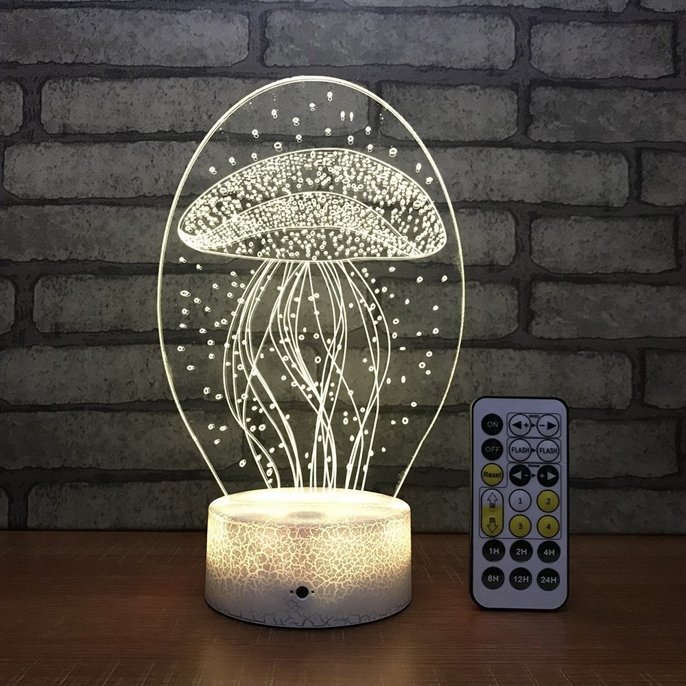 Hot Jellyfish Lamp New Unique Creative Product, Night Light, Colorful Bedside Remote Touch switch White Inductive 3d Light