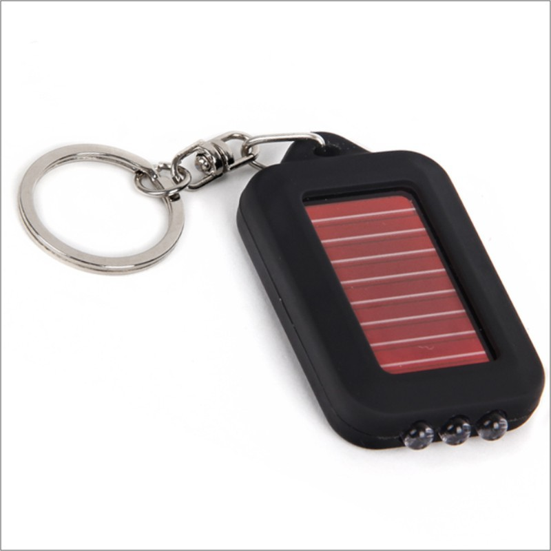 Mini Portable Solar Power 3 LED Light Keychain Keyring Torch Flashlight with Re-chargeable Built-in Battery New Brand