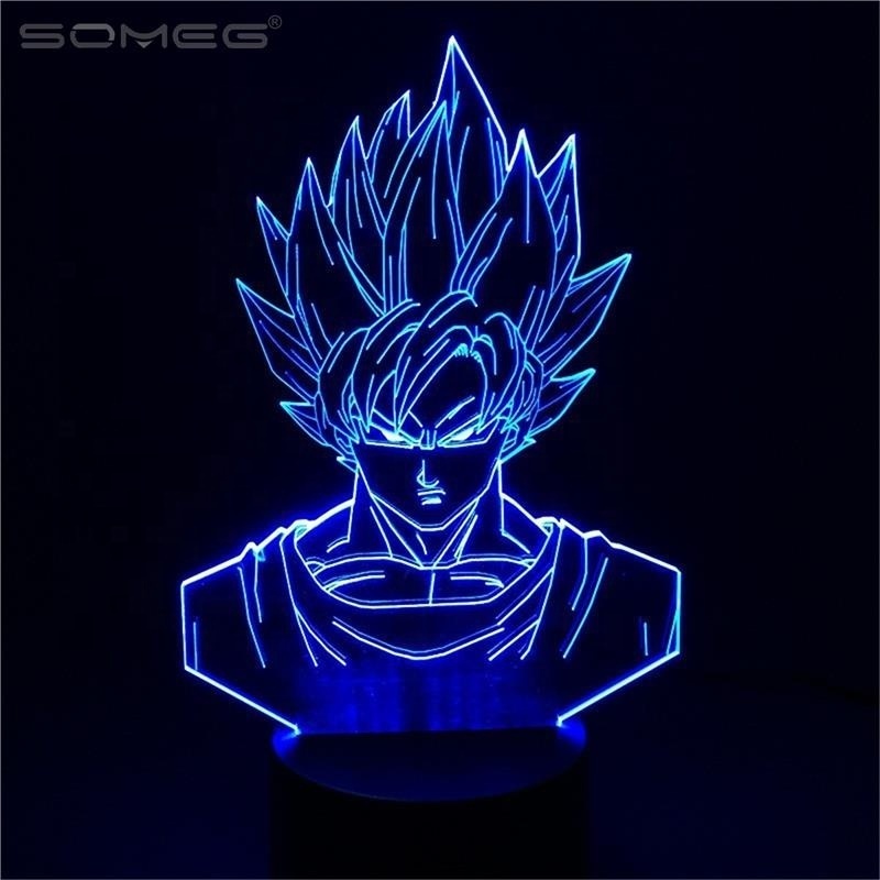 Dragon Ball Z Super Saiyan God Goku Action Figures 3D Table Lamp 7 Color Changing Night Light for Boys Kids Gifts