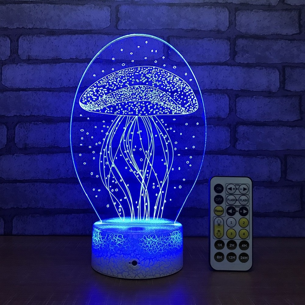 Hot Jellyfish Lamp New Unique Creative Product, Night Light, Colorful Bedside Remote Touch switch White Inductive 3d Light