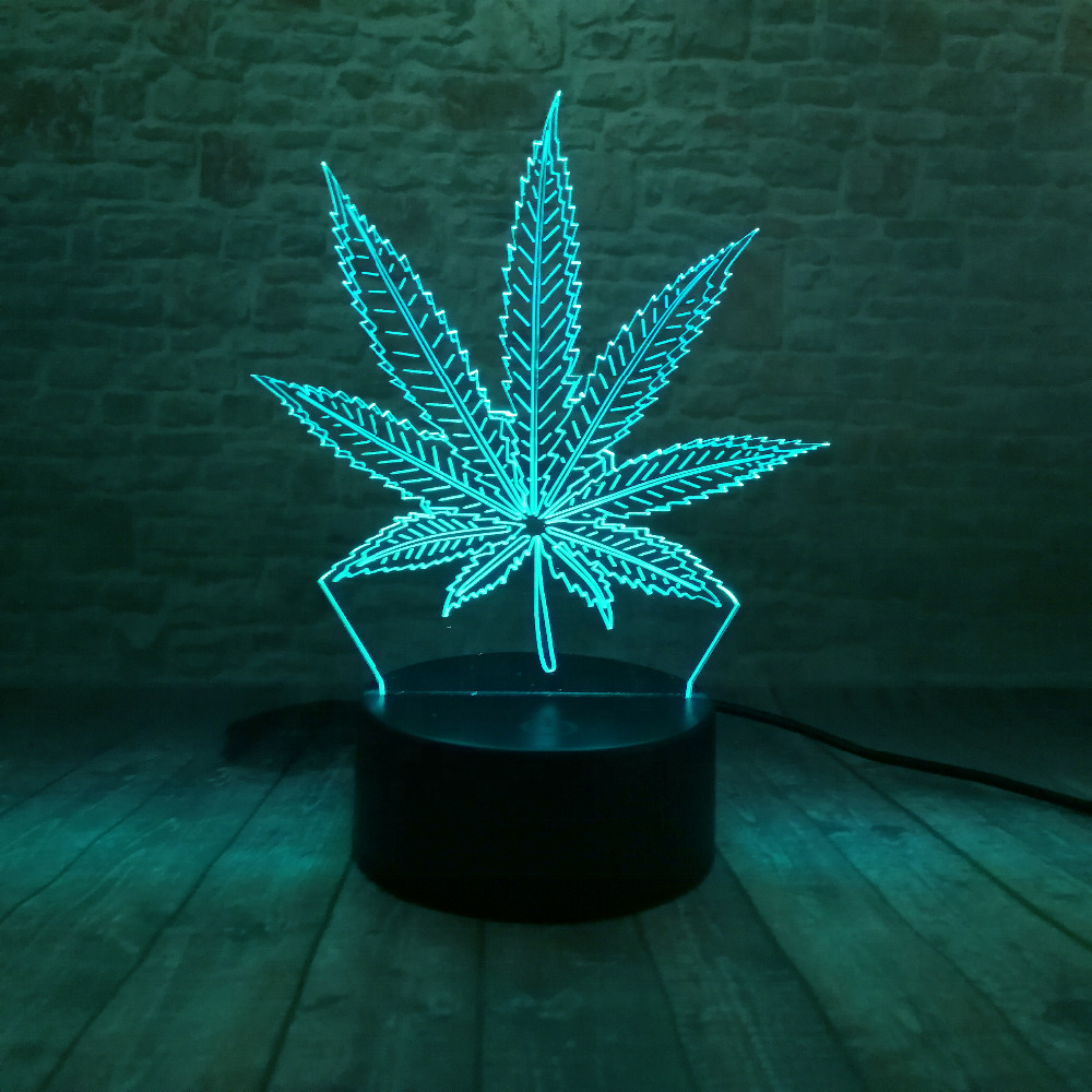 Beautiful 3D Illusion LED Lamp with Maple Leaf Shape Night Lamp as Friends & Holiday Gifts Toy Flash Party Atmosphere Nightlight