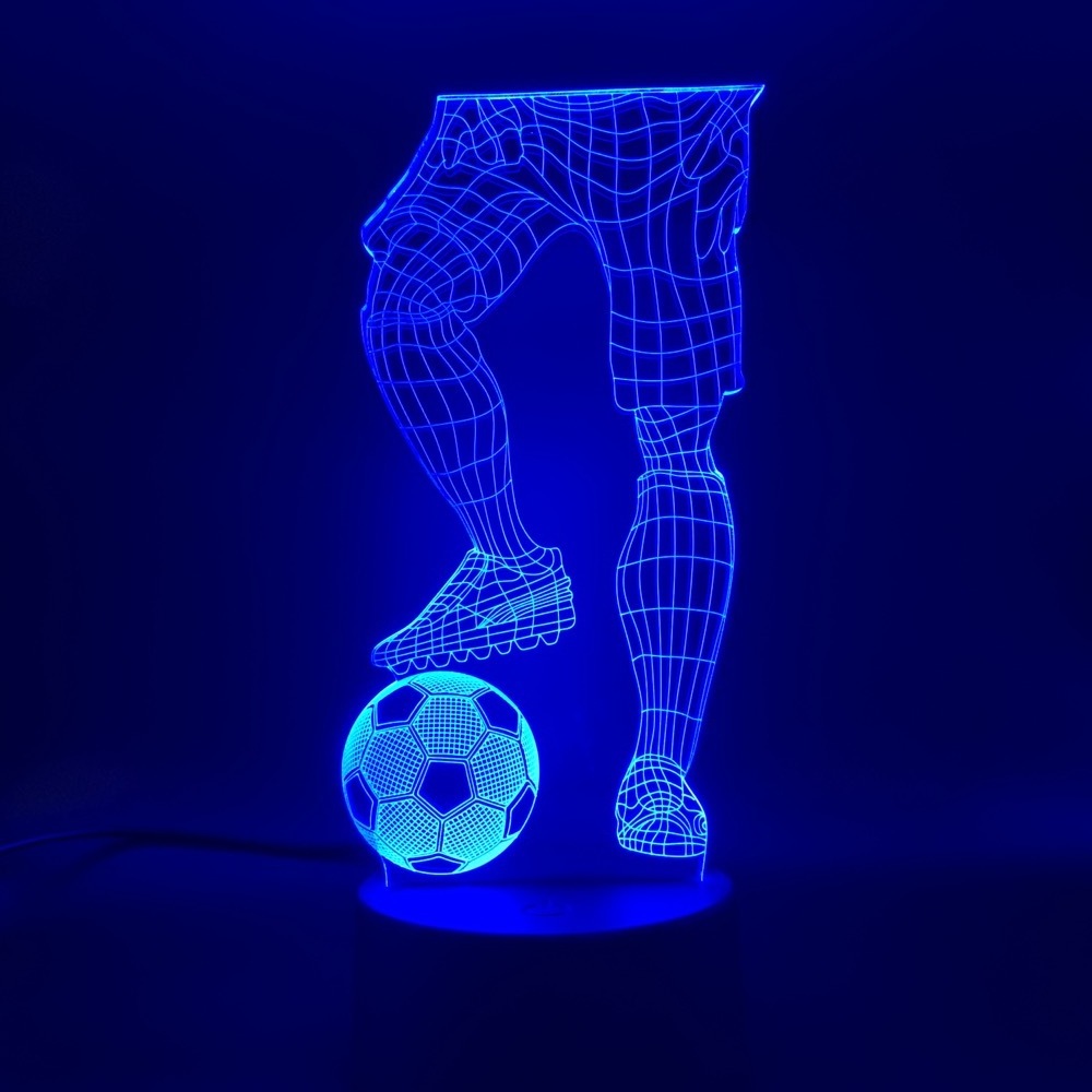 Led Night Light 3D Illusion Sport Soccer Player Hold Football Touch Sensor Switch Color Changing Baby Sleeping Nightlight Lamp