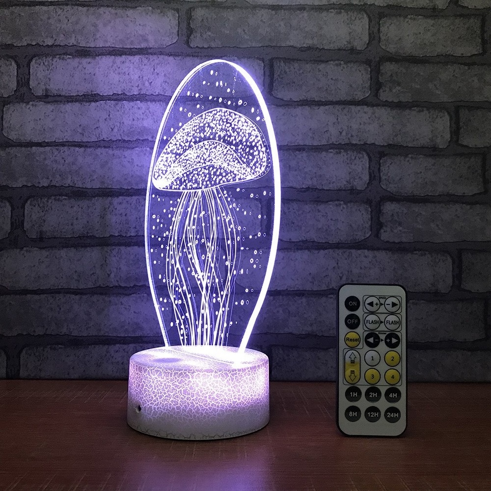 Hot Jellyfish Lamp New Unique Creative Product, Night Light, Colorful Bedside Remote Touch switch White Inductive 3d Light