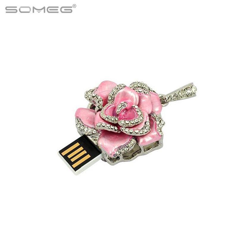 2015 New Fashion Diamond rose Flowers USB Flash Drives USB 2.0 Pen Drive 32GB 16GB 8GB 4GB pendrives U disk