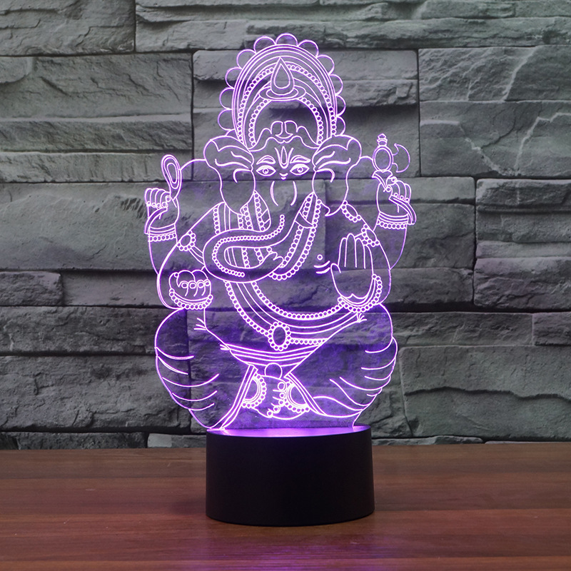 Unique Elephant God Usb Led 3d  Desk Lamp Lantern Colorful Touch 3d Acrylic Night Light Creative Gift Table Lamp For Bedroom