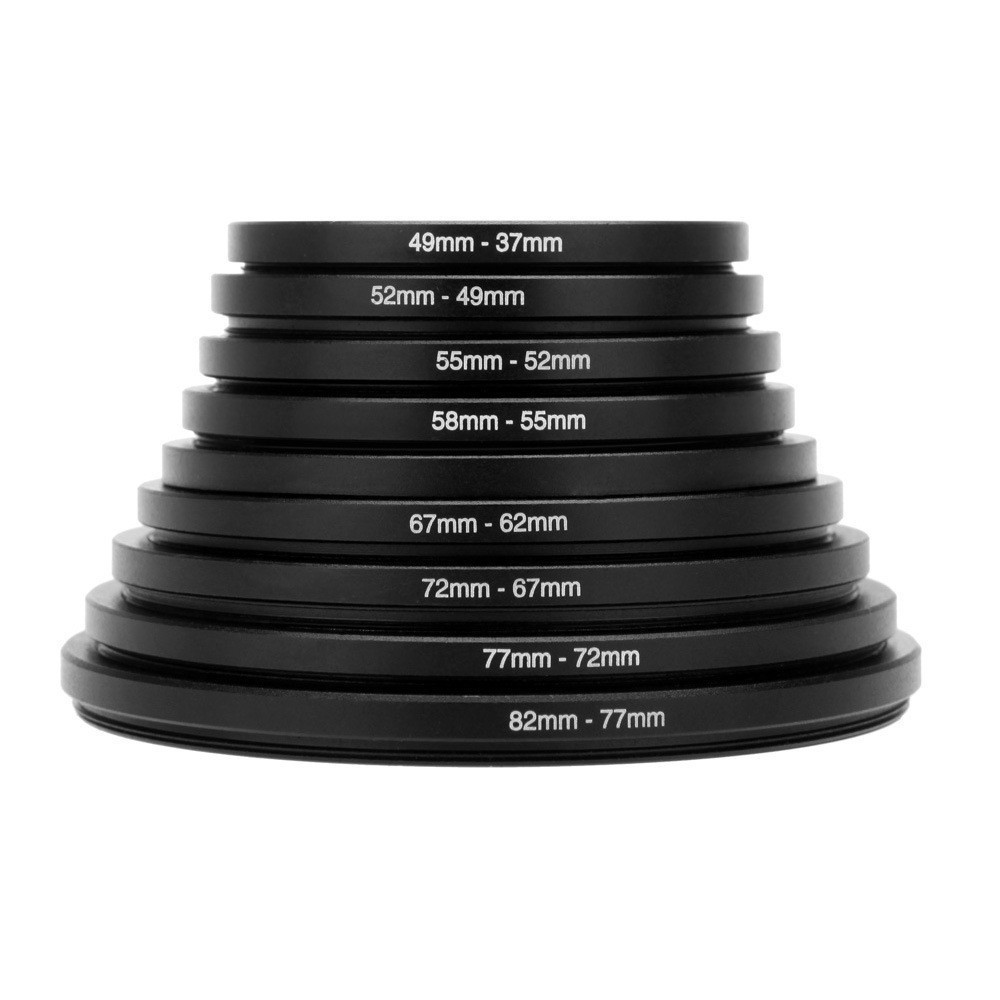 37-82 and  82-37 mm 9pcs set Universal aluminum Step Up Step Down Adapter Ring Camera Lens Ring for camera filter