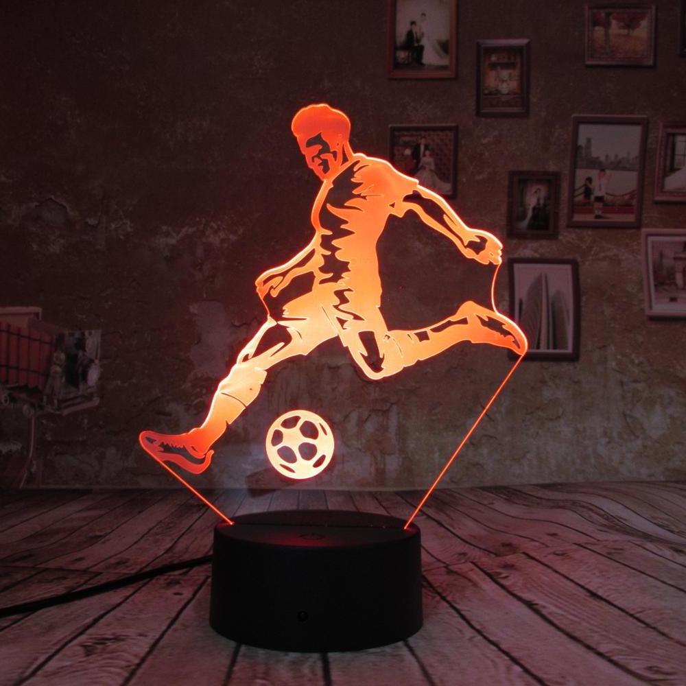 3D Touch   Night Light Football Player Optical Illusion Visualization LED Lamp 7 Colors Table Desk lamp Kids Lamp Gifts