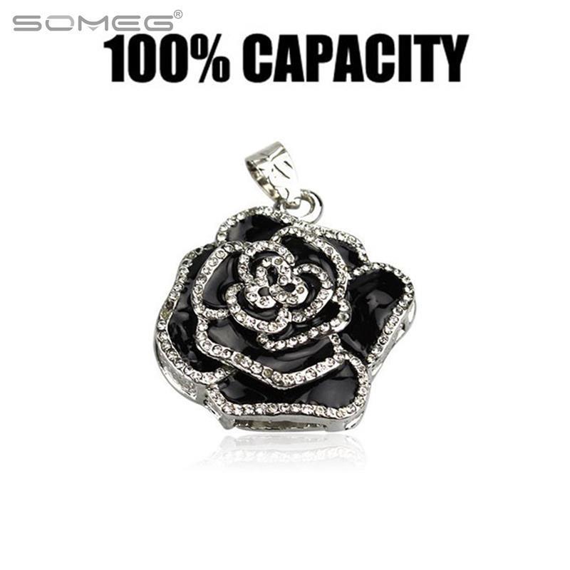 2015 New Fashion Diamond rose Flowers USB Flash Drives USB 2.0 Pen Drive 32GB 16GB 8GB 4GB pendrives U disk