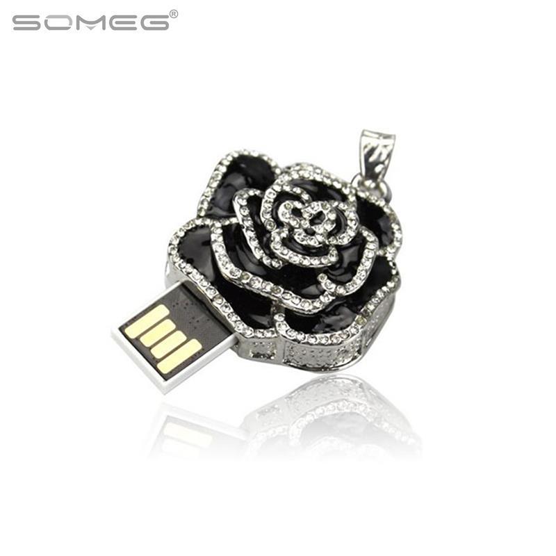 2015 New Fashion Diamond rose Flowers USB Flash Drives USB 2.0 Pen Drive 32GB 16GB 8GB 4GB pendrives U disk